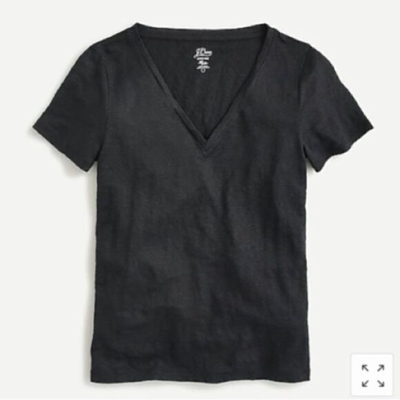 J.Crew Woman's Short Sleeve Linen V-neck T-shirt - Picture 2 of 5